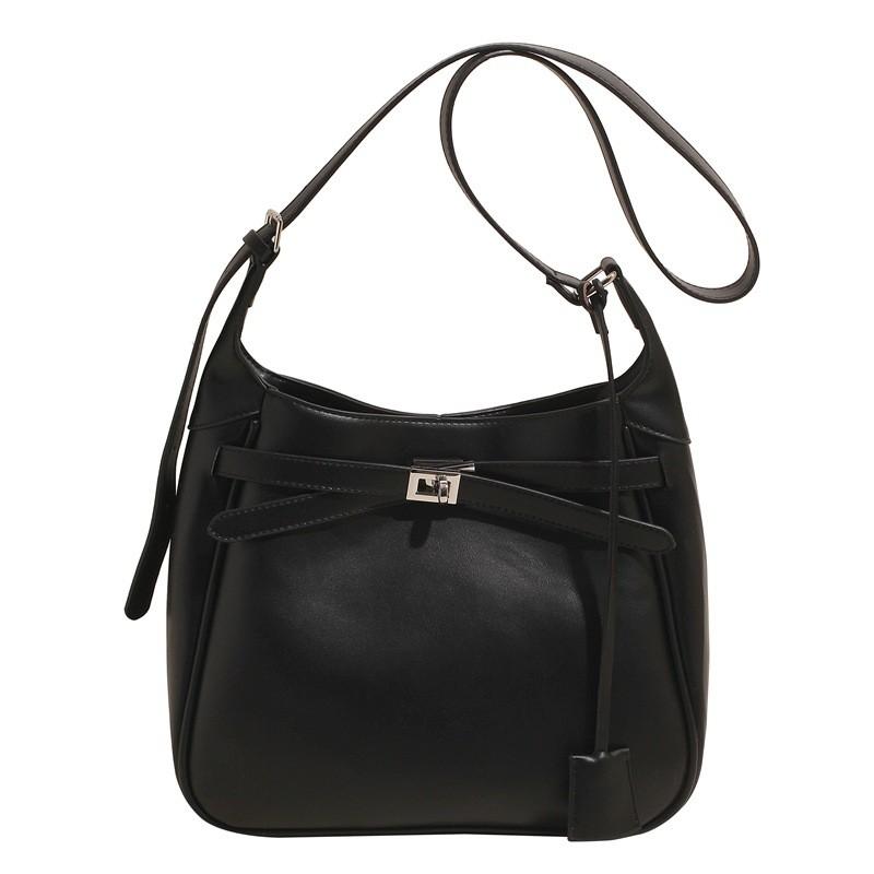 Pu Solid Color Bag Women Lock Closure Inner Zipper Pocket Daily Travel Bags