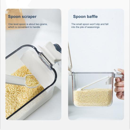 Seasoning Bottle with One-Hand Open Lid Measuring Spoon Silicone Ring Moisture-Proof Small