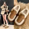 In the Winter of 2024, Thick-soled One-pedal Lamb Wool Bag Head Slippers Women's Fur Integrated Thickened Snow Boots Fluffy Shoes