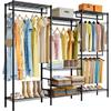 Hanger Large Adjustable Shelf Clothes Clothes with Plenty of Storage Width 219 X Depth 40 X Height 195 Cm Rack, Sturdy, Wardrobe, Capacity, Height,