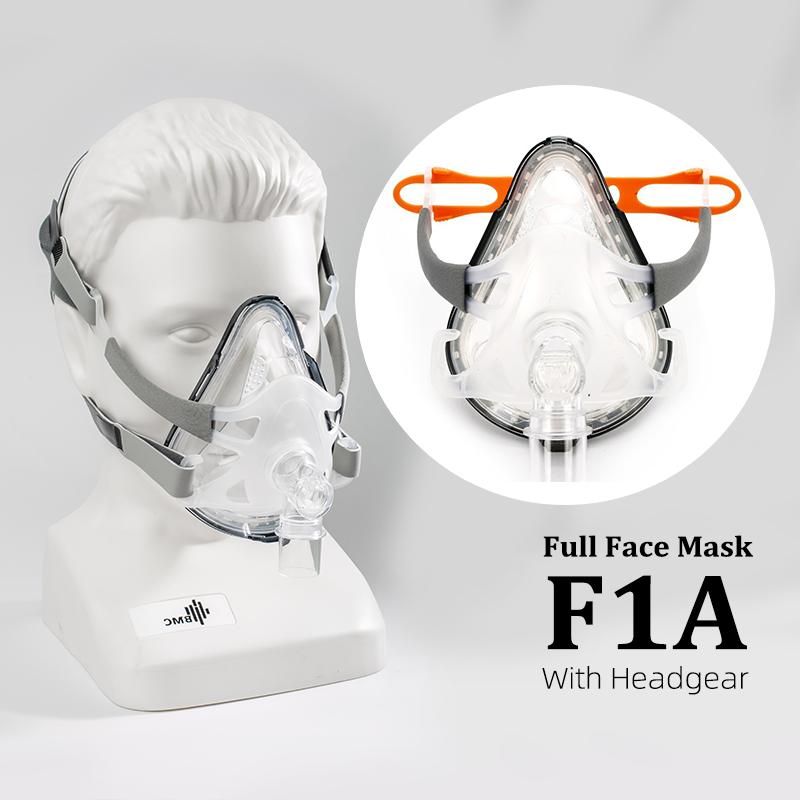 BMC F1A Full Face Mask CPAP Auto CPAP BiPAP Mask Wish Headgear for Sleep Apnea Snoring People