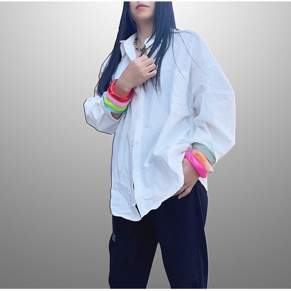 Acrylic Geometric Chunky Bangles Colorful Wristband New Charm Bracelet Women