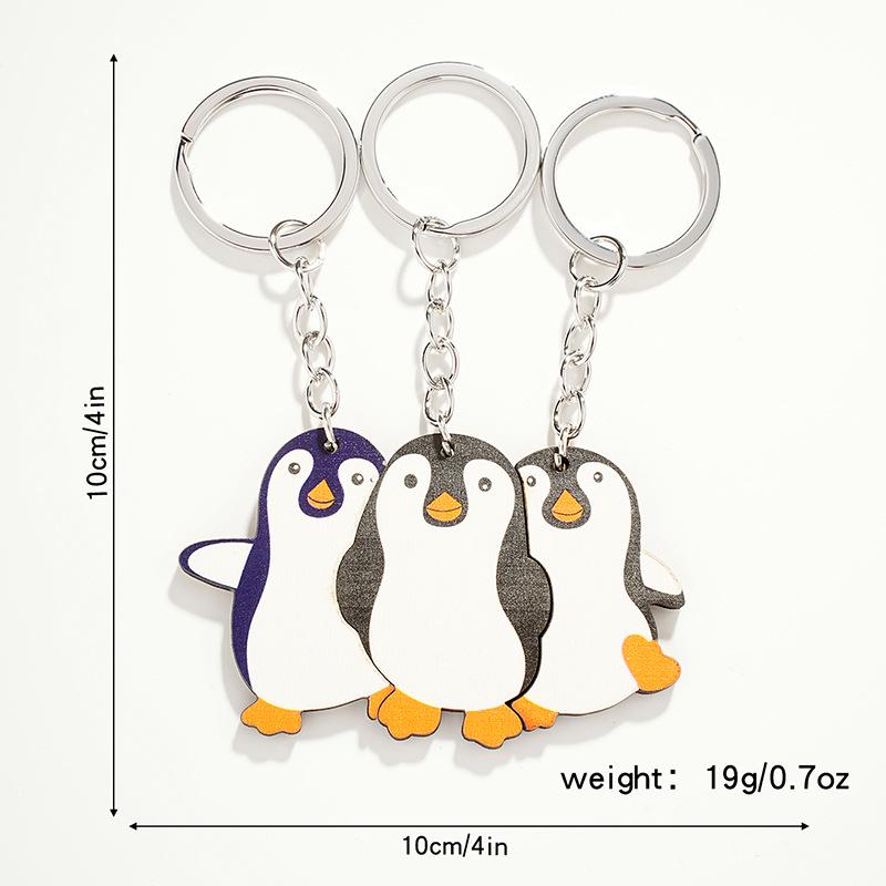 Cute Cartoon Animal Family Trio Wooden Puzzle Keychain Pendant