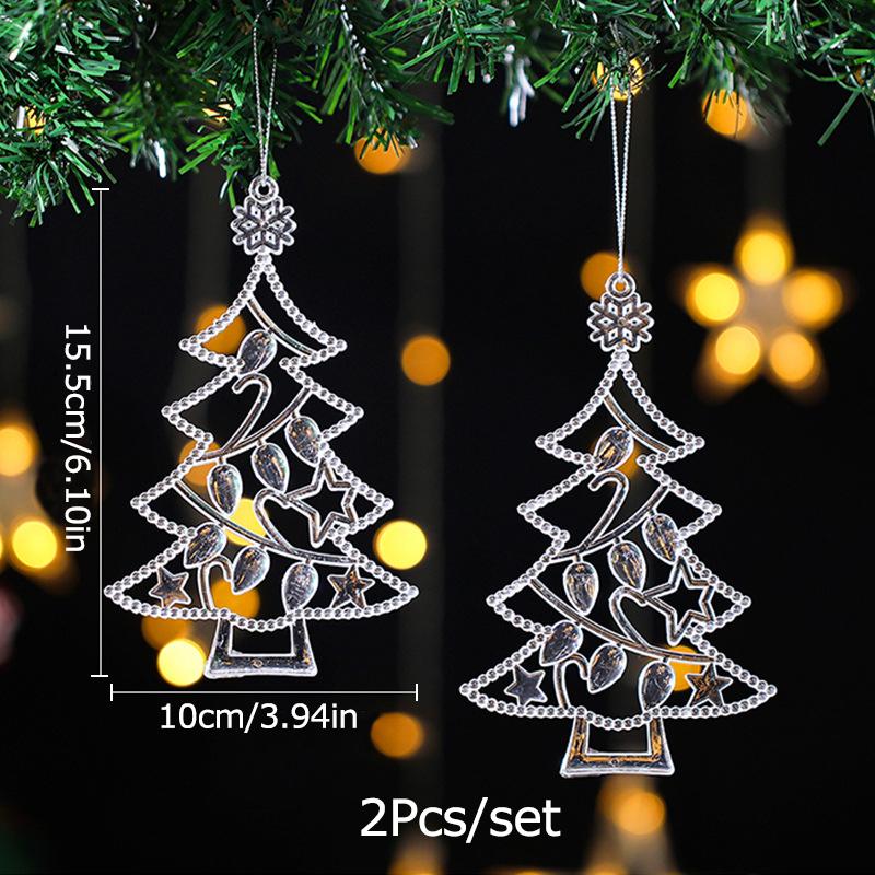 Christmas Xmas Tree Decoration Creative DIY Acrylic Hanging Ornaments Pendants Snowflake Snowman