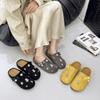 Fashion Fragrant Black Retro Bag Head Thick-soled Slippers Women Wear New Autumn and Winter Half Slippers