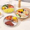 304 Stainless Steel Food Plate Dishes Reusable Round Divided Dinning Plates Fruit Salad Plate For Kids Students Dishwasher Safe