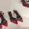 Women's Shoes Red High Heels 2024 New Luxury Fashion Pointed Toe Women's Stiletto Sandals Slippers
