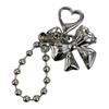 Sweet Heart Bowknot Beaded Keychain Pendant Lovely Hangings Decorations Keyring Charm for Purse Bag Backpack Handbag