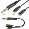 Headphone Splitter Cable 6.35mm Audio Jack-Splitter Extension Cable 6.35mm Male To 2 Port 3.5mm Female AUX 3.5Jack Cable