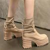 Ankle Boots Women Quality Platform Boots Female Fashion Short Boot Black Chunky High Heel Women Shoes
