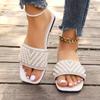 Fashion Women's Fashionable Flat Sandals with Artificial Pearl and Rhinestone Decoration Slippers Summer Women's Flats Large Size 42