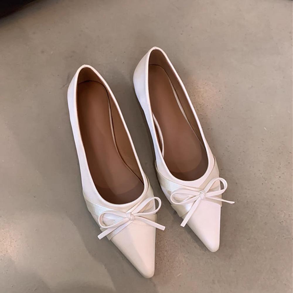 Women Flats Plus Size Bow Pointed Toe Flat Loafers Shallow New Slip On Women Shoes Fashion Comfortable Dress Shoes for Women
