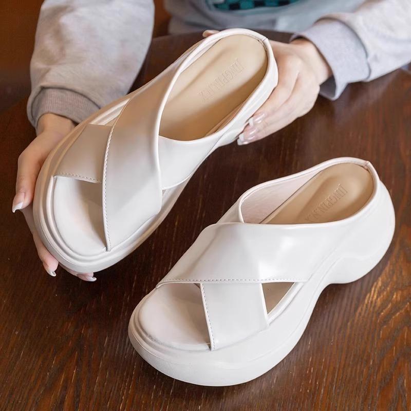 Sheepskin Version~ Slippers Women's Outer Wear Summer New Thick-bottomed Versatile Comfortable Height-increasing Sandals