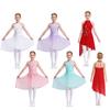 Applique Girls Lyrical Contemporary Dancewear High-Low Chiffon Splice Skirted Fancy Skating Gymnastic Costume Ballet Dresses