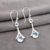Sky Blue Topaz Gemstone 925 Solid Silver Jewelry Zircon Earrings 1.84" For Gift CZE-9-4