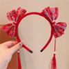 Tassel Hanfu Hair Bun Hair Hoop Plush Ball Red Hairband Simple Chinese New Year Headwear  Children