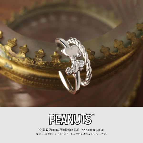 SNOOPY Ear Cuff, Double Style, Single Ear Cuff, Women's, 925 Sterling Silver, Official PEANUTS Merchandise, Character, Zirconia, Single Stone