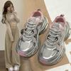 Increase the Height of Wear-resistant Dad Shoes for Women In the Autumn of 2025, the New Silver Breathable and Versatile Lightweight Sports and L