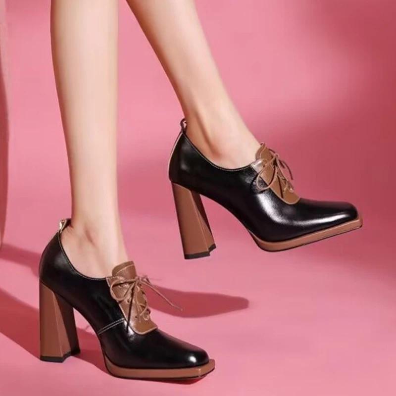 Super High Heels Women Shoes PU Leather Chunky Elegant Loafers Shoes Woman 2024 Trend Designer Dress Pumps Mujer Zapatillas