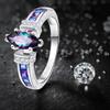 Women Multicolor Marquise Cut Cubic Zirconia Inlaid Finger Ring Jewelry
