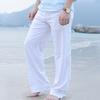 Casual Pants Lingerie Mens Summer Pants White Linen Elastic Belt Straight Trousers