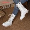 Fashion Aphixta Cross-tied Mid-Calf Woman Boots Classical Round Toe Women's Boots 3.5cm High Heels Women's Autumn Boot Shoes for Woman