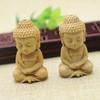 Cute Small Baby Buddha Boxwood Carved Home Decor Handicraft Key Chain Pendant Car Ornament Little Monk Figurines Buddha Statue