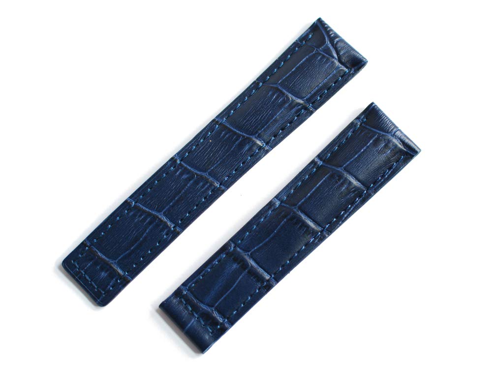 King Watch Parts Compatible with Tag Heuer For D Buckle External Product Belt Embossed Croco Night Blue [Import Original] 20/18mm