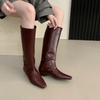 Fashion SUOJIALUN 2025 Winter New Brand Women Long Boots Fashion Round Toe Slip On Ladies Knee-high Boots Soft Heel Knight's Boots Shoe