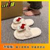 High-value Xiaoxiangfeng Flat-bottomed Cotton Slippers, New Models In Autumn and Winter 2025, Cute Cartoon Kitten Soft Bottom One-character Drag Girl