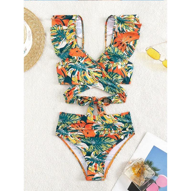 2025 New Women Print Summer Push Up Swimwear High Waist Bikini Set Bathing Suit Beachwear Female Holiday Swimsuit Swimming