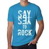 Men’s Vintage Tee Shirt Graphic T Shirt Say Yes To Rock Aqua
