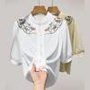 Embroidered Shirt for Women In Summer New Women's Retro Stand Collar Short-sleeved Chiffon Shirt Chinese Style Loose Top