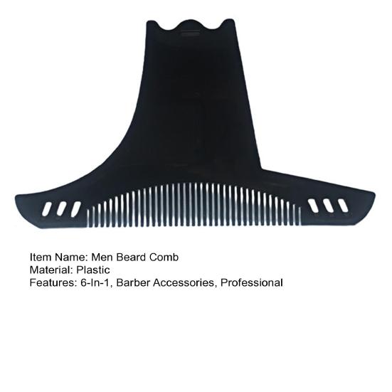 Men Beard Comb 6-In-1 Beard Shaper Moustache Styling Template Beard Trimmer Guide Shaping Salon Tools Barber Accessories
