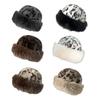 Winter Hat Leopard Print Thickened Warm Plush Hat Cold-proof Windproof Headwear Cold Weather Accessory