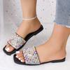 Women's Shoes Basic Women's Slippers Fashion Crystal Daily Slippers Women Summer Plus Size Peep Toe Flat Slippers