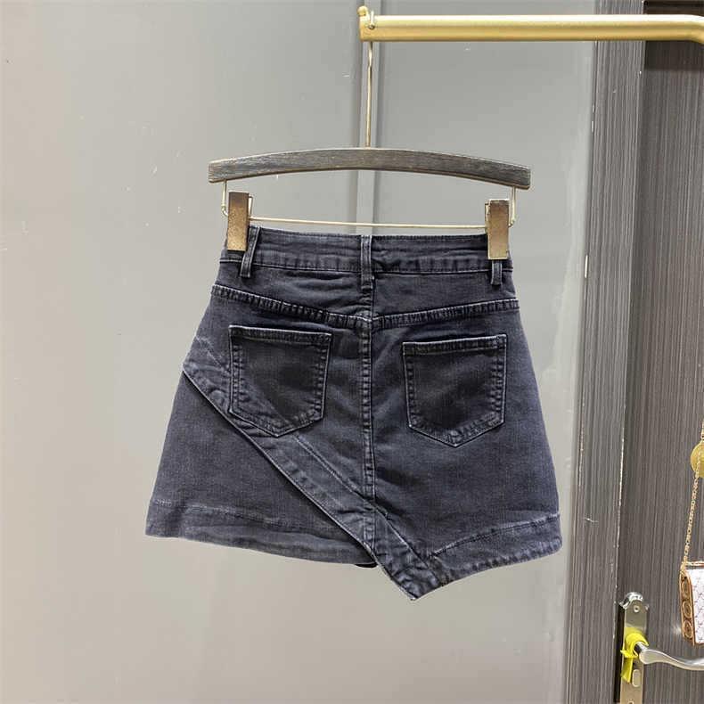 Women's Summer 2023 A-Line High-Waisted Denim Skirt - Slim Fit, Anti-Exposure