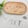 White Keychain with Ancient Silver Alloy Pendant for DIY Jewelry