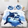 Пододеяльник Дельфин Размер Кинг-сайз Квин-сайз Прекрасный Постельный Комплект Морская Жизнь Для Детей Мальчиков Девочек Милый Океанский Животный 2/3шт Полиэстеровый Пододеяльник