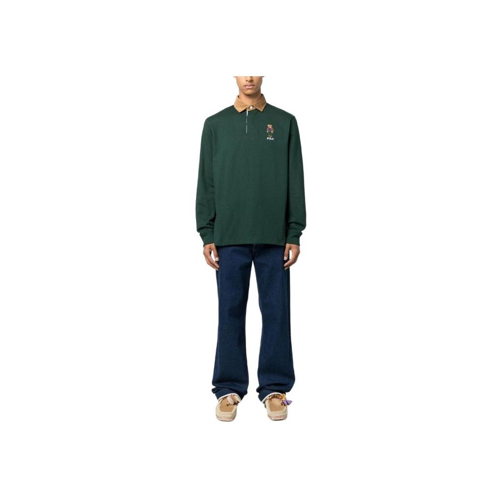 Polo Ralph Lauren Polo Bear Embroidered Long Sleeve Polo Shirt Men Tops Dark-Green 710878638-003
