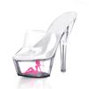 Women's Slippers Transparent Fashion High Heel Crystal Stiletto Sandals Sexy Dance Shoes 15cm Heel 5cm Platform YKC