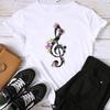 (Asian Size) Fashion Print Music Flower Floral Trend Cute Female Casual Women's Top Casual T Clothing Graphic Tee Short Sleeve T-shirt