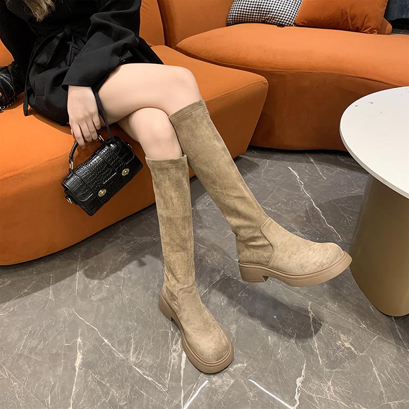 2024 Hot Sale Round Head Outdoors Winter Women's Snow Boots Solid Color Casual Comfortable Waterproof Women Knee Length Boots