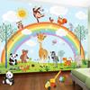 3D Hand Painted Cartoon Wall Mural Rainbow Animal Kindergarten Children Baby Room Bedroom Wallpaper Sticker Home Decor