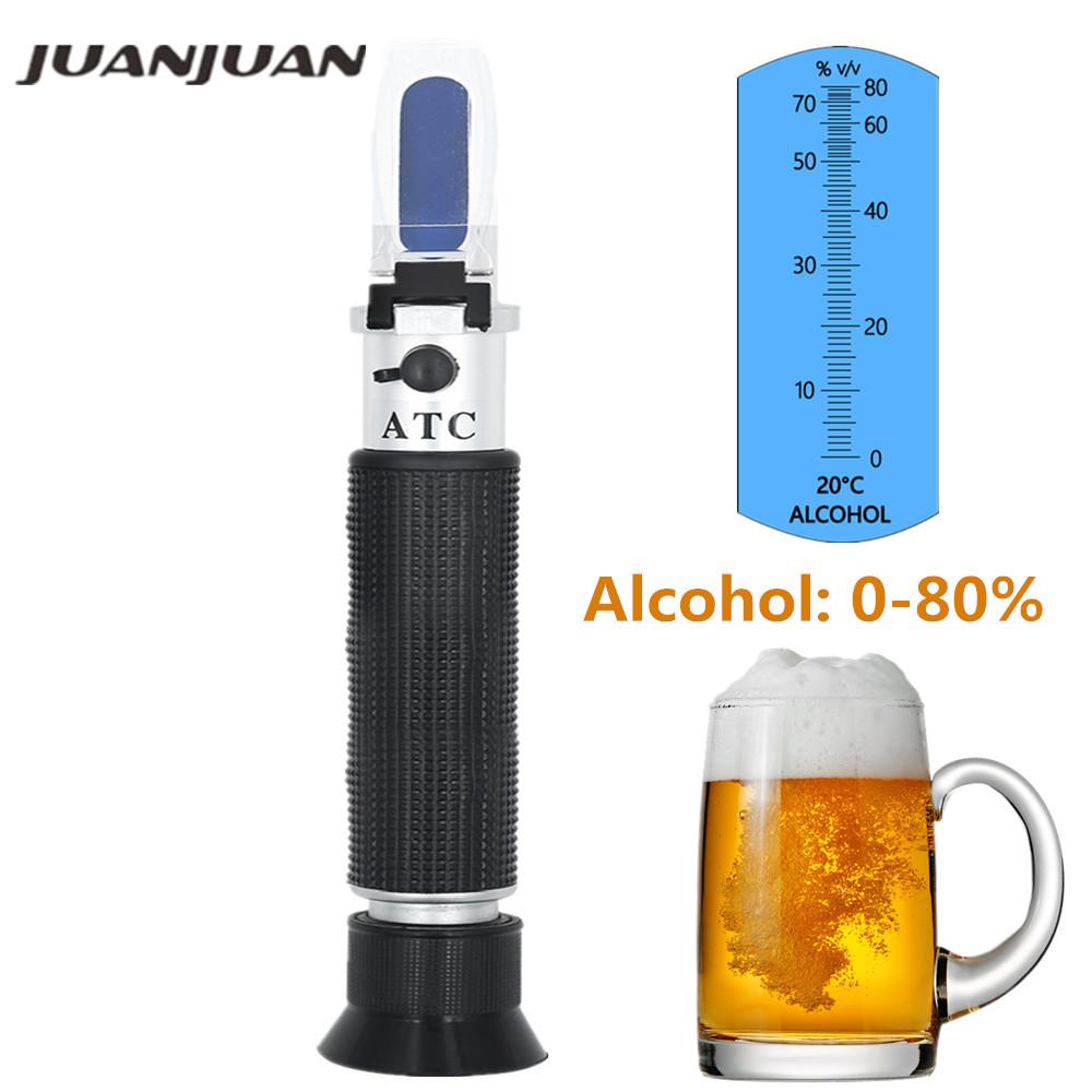 Handheld Alcoholmeter Beer Refractometer Spirits Tester Alcohol 0-80% Portable Alcoholometer Adjustable Manual ATC