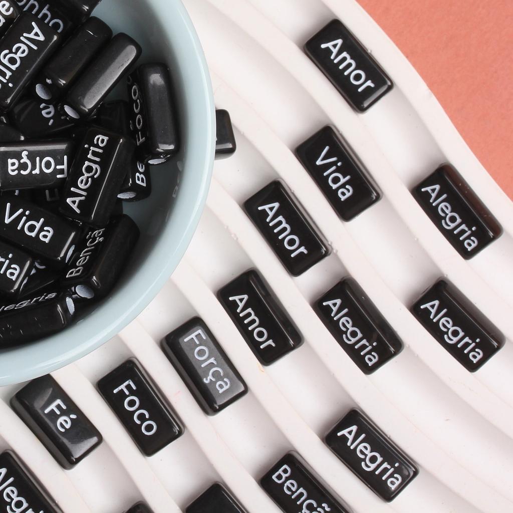 Bracelets French Words Rectangle 10PCS 14.5*7.5mm Acrylic Jewelry Making Accessories DIY Handmade Crafted Material Loose Spacer Beads Necklace