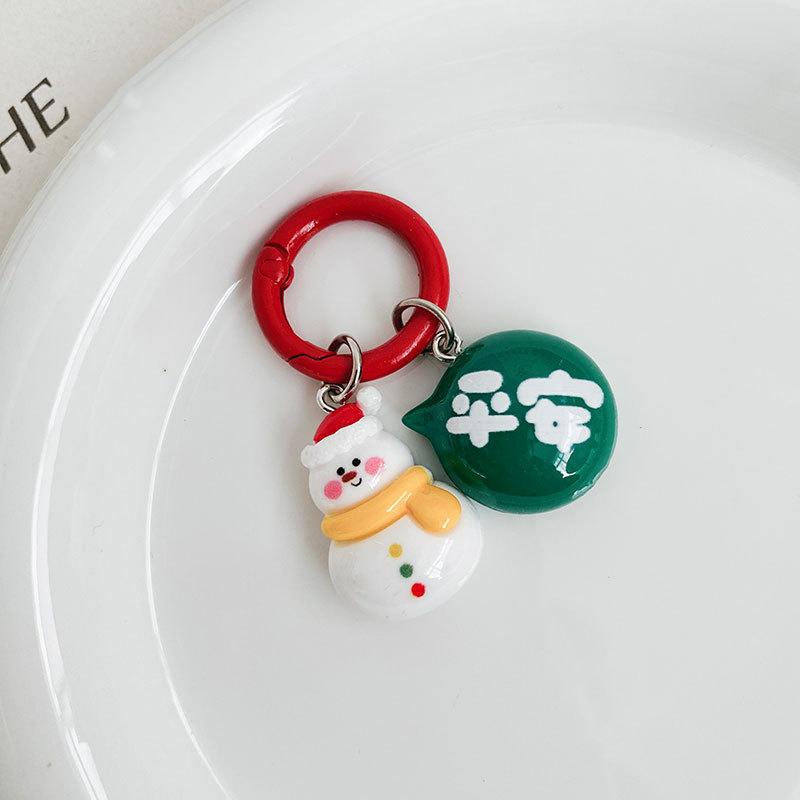 Kawaii Christmas Keychain Cartoon Santa Claus Elk Tree Snowman Pendant Key Ring Backpack Decoration Couple Friends Gifts