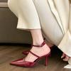 Fashion Summer Womens Pointed Toe High Heels Sandals Sexy Woman Shoes Solid Color Party Wedding Slingback Woman Sandals Pumps