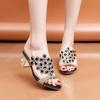 Summer Sandals Shoes Women Slippers High Heels Luxury Rhinestone Women 'S Shoes With Diamond -Studded Chunky Heels Slippers