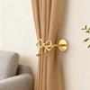 2Pcs Metal Bow Curtain Holdbacks Wall Mounted Rust Proof Curtain Holders Heavy Duty Golden Curtain Tiebacks for Living Room Bedroom